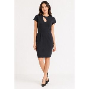 Rachel Parcell NEW Women's 16 Black Ponte Knit Cap Sleeve Cocktail Sheath Dress
